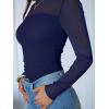 imageANRABESS Womens Sexy Mesh Long Sleeve Shirts Trendy Mock Neck Sheer Ruched Going Out Tops Fall Slim Fit Blouses 2025Navy Blue