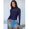 imageANRABESS Womens Sexy Mesh Long Sleeve Shirts Trendy Mock Neck Sheer Ruched Going Out Tops Fall Slim Fit Blouses 2025Navy Blue