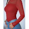 imageANRABESS Womens Sexy Mesh Long Sleeve Shirts Trendy Mock Neck Sheer Ruched Going Out Tops Fall Slim Fit Blouses 2025Red