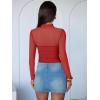 imageANRABESS Womens Sexy Mesh Long Sleeve Shirts Trendy Mock Neck Sheer Ruched Going Out Tops Fall Slim Fit Blouses 2025Red