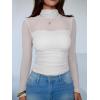 imageANRABESS Womens Sexy Mesh Long Sleeve Shirts Trendy Mock Neck Sheer Ruched Going Out Tops Fall Slim Fit Blouses 2025White
