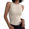 imageANRABESS Womens Sleeveless High Neck Tank Tops Fashion Summer Casual Basic Slim Fit Ribbed Racerback Top Shirt ClothesBeige