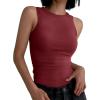 imageANRABESS Womens Sleeveless High Neck Tank Tops Fashion Summer Casual Basic Slim Fit Ribbed Racerback Top Shirt ClothesBurgundy