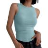 imageANRABESS Womens Sleeveless High Neck Tank Tops Fashion Summer Casual Basic Slim Fit Ribbed Racerback Top Shirt ClothesCadet Blue
