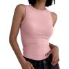 imageANRABESS Womens Sleeveless High Neck Tank Tops Fashion Summer Casual Basic Slim Fit Ribbed Racerback Top Shirt ClothesCoral Pink