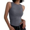 imageANRABESS Womens Sleeveless High Neck Tank Tops Fashion Summer Casual Basic Slim Fit Ribbed Racerback Top Shirt ClothesDeep Gray