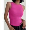 imageANRABESS Womens Sleeveless High Neck Tank Tops Fashion Summer Casual Basic Slim Fit Ribbed Racerback Top Shirt ClothesHot Pink