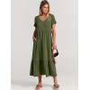 imageANRABESS Womens Summer Casual Short Sleeve T Shirts Maxi Dress Flowy V Neck Tiered Beach Vacation Sundress 2025 OutfitsArmy Green