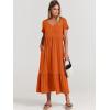 imageANRABESS Womens Summer Casual Short Sleeve T Shirts Maxi Dress Flowy V Neck Tiered Beach Vacation Sundress 2025 OutfitsOrange