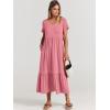 imageANRABESS Womens Summer Casual Short Sleeve T Shirts Maxi Dress Flowy V Neck Tiered Beach Vacation Sundress 2025 OutfitsPink