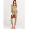imageANRABESS Womens Summer Sleeveless Jumpsuits Casual Dressy Stretchy Crewneck Rompers One Piece Outfits Fall Fashion 2025Khaki
