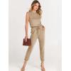 imageANRABESS Womens Summer Sleeveless Jumpsuits Casual Dressy Stretchy Crewneck Rompers One Piece Outfits Fall Fashion 2025Khaki