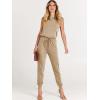 imageANRABESS Womens Summer Sleeveless Jumpsuits Casual Dressy Stretchy Crewneck Rompers One Piece Outfits Fall Fashion 2025Khaki