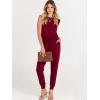 imageANRABESS Womens Summer Sleeveless Jumpsuits Casual Dressy Stretchy Crewneck Rompers One Piece Outfits Fall Fashion 2025Wine Red