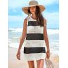 imageANRABESS Womens Swimsuit Cover Up Sleeveless Knit 2025 Summer Outfits Swimwear Bathing Suit Coverup Crochet Beach DressBlack White Stripe