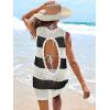 imageANRABESS Womens Swimsuit Cover Up Sleeveless Knit 2025 Summer Outfits Swimwear Bathing Suit Coverup Crochet Beach DressBlack White Stripe