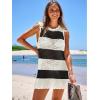 imageANRABESS Womens Swimsuit Cover Up Sleeveless Knit 2025 Summer Outfits Swimwear Bathing Suit Coverup Crochet Beach DressBlack White Stripe