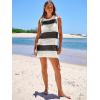 imageANRABESS Womens Swimsuit Cover Up Sleeveless Knit 2025 Summer Outfits Swimwear Bathing Suit Coverup Crochet Beach DressBlack White Stripe