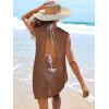 imageANRABESS Womens Swimsuit Cover Up Sleeveless Knit 2025 Summer Outfits Swimwear Bathing Suit Coverup Crochet Beach DressBrown