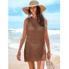 imageANRABESS Womens Swimsuit Cover Up Sleeveless Knit 2025 Summer Outfits Swimwear Bathing Suit Coverup Crochet Beach DressBrown