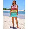 imageANRABESS Womens Swimsuit Cover Up Sleeveless Knit 2025 Summer Outfits Swimwear Bathing Suit Coverup Crochet Beach DressRainbow
