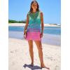 imageANRABESS Womens Swimsuit Cover Up Sleeveless Knit 2025 Summer Outfits Swimwear Bathing Suit Coverup Crochet Beach DressRainbow Stripes