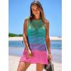 imageANRABESS Womens Swimsuit Cover Up Sleeveless Knit 2025 Summer Outfits Swimwear Bathing Suit Coverup Crochet Beach DressRainbow Stripes