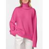 imageANRABESS Womens Turtleneck Sweaters Oversized Chunky Long Sleeve Knit High Low Hem Pullover Top 2025 Fall Winter FashionHot Pink