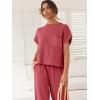 imageANRABESS Womens Two Piece Outfits Knit Sweater Vest Crop Top Pants Lounge Matching Tracksuit Sweatsuit Travel Clothes SetsHot Pink