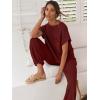 imageANRABESS Womens Two Piece Outfits Knit Sweater Vest Crop Top Pants Lounge Matching Tracksuit Sweatsuit Travel Clothes SetsMaroon Red