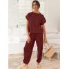 imageANRABESS Womens Two Piece Outfits Knit Sweater Vest Crop Top Pants Lounge Matching Tracksuit Sweatsuit Travel Clothes SetsMaroon Red