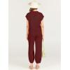 imageANRABESS Womens Two Piece Outfits Knit Sweater Vest Crop Top Pants Lounge Matching Tracksuit Sweatsuit Travel Clothes SetsMaroon Red