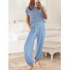 imageANRABESS Womens Two Piece Outfits Knit Sweater Vest Crop Top Pants Lounge Matching Tracksuit Sweatsuit Travel Clothes SetsSky