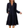 imageANRABESS Long Sleeve Midi Dresses for Women V Neck 2025 Fall Fashion Casual Loose Fit Flowy Swing Tiered Vacation Boho DressDeep Navy Blue