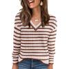 imageANRABESS Long Sleeve Shirts for Women V Neck Casual Fall Tops Loose Fit Lightweight Sweaters Tunic Fashion 2025 ClothesStriped Rust
