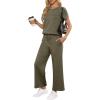 imageANRABESS Women 2 Piece Lounge Sets Summer Travel Sweat Outfits Short Sleeve Wide Leg Casual Matching Tracksuits ClothesArmy Green