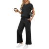 imageANRABESS Women 2 Piece Lounge Sets Summer Travel Sweat Outfits Short Sleeve Wide Leg Casual Matching Tracksuits ClothesBlack
