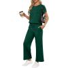 imageANRABESS Women 2 Piece Lounge Sets Summer Travel Sweat Outfits Short Sleeve Wide Leg Casual Matching Tracksuits ClothesDeep Green