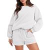 imageANRABESS Women 2 Piece Outfits Sweat Shorts Sets 2025 Oversized Casual Lounge Matching Set Sweatsuit Tracksuit Fall ClothesWhite