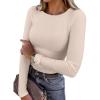 imageANRABESS Women Long Sleeve Shirts Rib Knit Slim Fit Tops Basic Tee 2025 Fall Outfits Casual TShirt Underscrubs Layer ClothesBeige