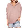 imageANRABESS Women Quarter Zip Oversized Casual Loose Rib Knit Cozy Pullover Sweaters Top 2025 Fall Fashion Outfits ClothesPink