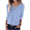 imageANRABESS Womens Long Sleeve Shirts V Neck Criss Cross Loose Fit Tops 2025 Fall Trendy Tees Dressy Casual Blouses TShirtsLight Blue