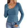 imageANRABESS Womens Long Sleeve Shirts V Neck Ribbed Knit Slim Fit Lightweight Sweater 2025 Fall Dressy Casual Travel Work TopsTeal