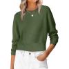 imageANRABESS Womens Long Sleeve Sweaters Cropped Crew Neck Business Casual Light Weight Sweater Tops Fall Fashion Clothes 2025Army Green