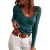 imageANRABESS Womens Ribbed Fitted Sweater Long Sleeve Shirts Scoop Neck Lightweight Casual Knit Slim Tops 2025 Fall OutfitsDark Green