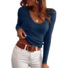 imageANRABESS Womens Ribbed Fitted Sweater Long Sleeve Shirts Scoop Neck Lightweight Casual Knit Slim Tops 2025 Fall OutfitsNavy Blue