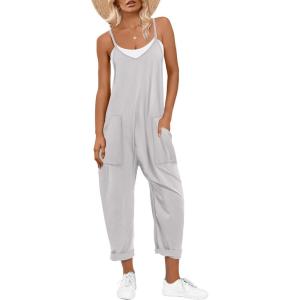 imageANRABESS Jumpsuits for Women Casual Summer Overalls Sleeveless Spaghetti Strap Romper Jumpers Trendy Beach Vacation OutfitsBright Gray