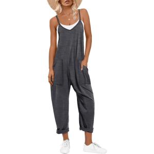 imageANRABESS Jumpsuits for Women Casual Summer Overalls Sleeveless Spaghetti Strap Romper Jumpers Trendy Beach Vacation OutfitsDeep Gray