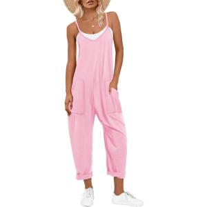 imageANRABESS Jumpsuits for Women Casual Summer Overalls Sleeveless Spaghetti Strap Romper Jumpers Trendy Beach Vacation OutfitsLight Pink