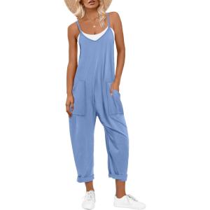 imageANRABESS Jumpsuits for Women Casual Summer Overalls Sleeveless Spaghetti Strap Romper Jumpers Trendy Beach Vacation OutfitsSky Blue